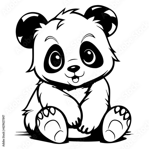 panda bear. Cartoon outlined design