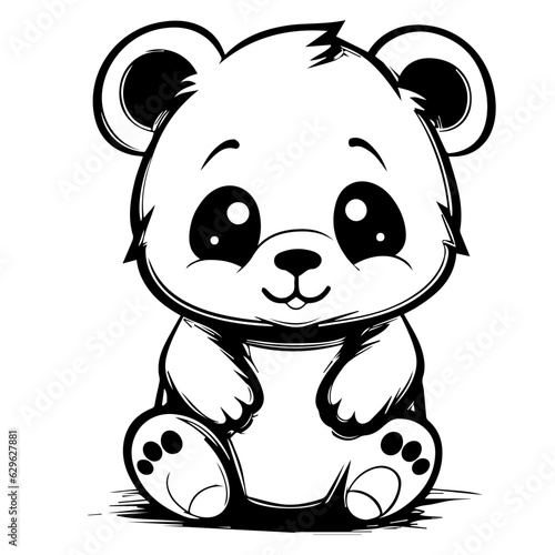 panda bear. Cartoon outlined design