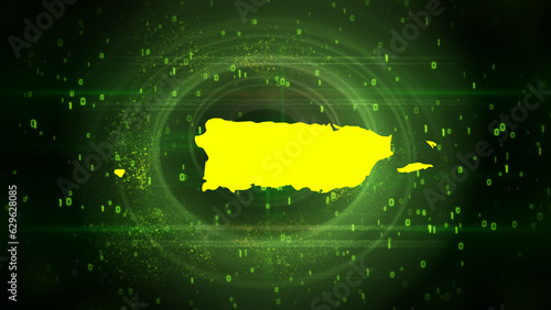 Puerto Rico Map on Digital Technology Background

