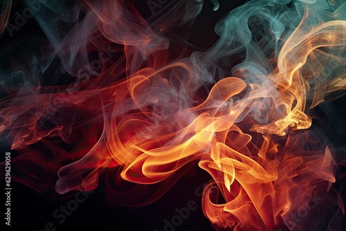 Ethereal Mist: Abstract Smoke in Harmonious Warm and Cool Hues (Generative AI)
