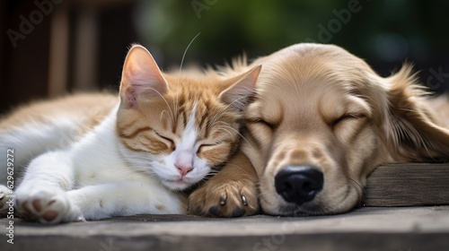 Wallpaper Mural A Cute Kitten and a Dog Sleeping Close eachother. Cute Animal Photography. Torontodigital.ca