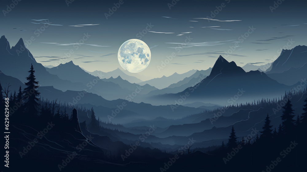 simple illustration of mountain at night simple illustration of mountain at night