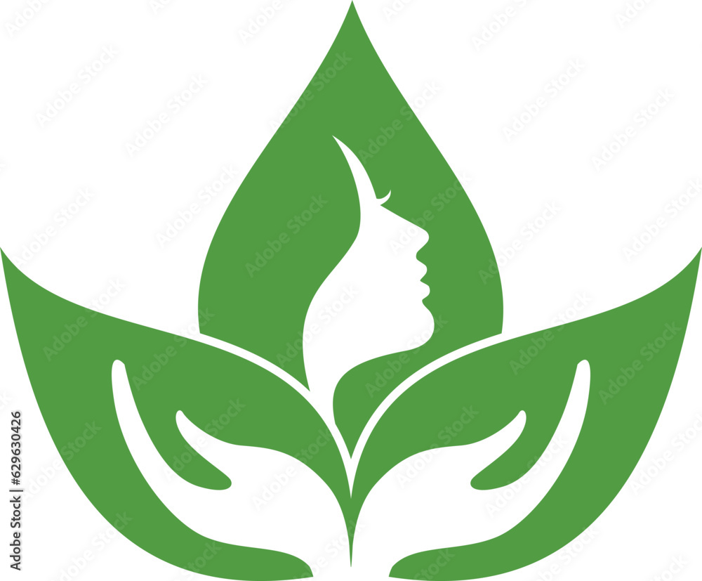 Green Beauty: Leaf-infused Wellness for Women's Facial Health Logo Design Green Beauty: Leaf-infused Wellness for Women's Facial Health Logo Design