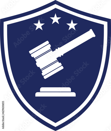 Shield Gavels Justice Simple Logo Design