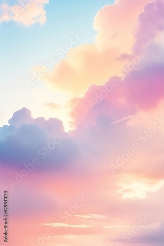 Beautiful Clouds in Pastel Blue and Pink - AI Generated