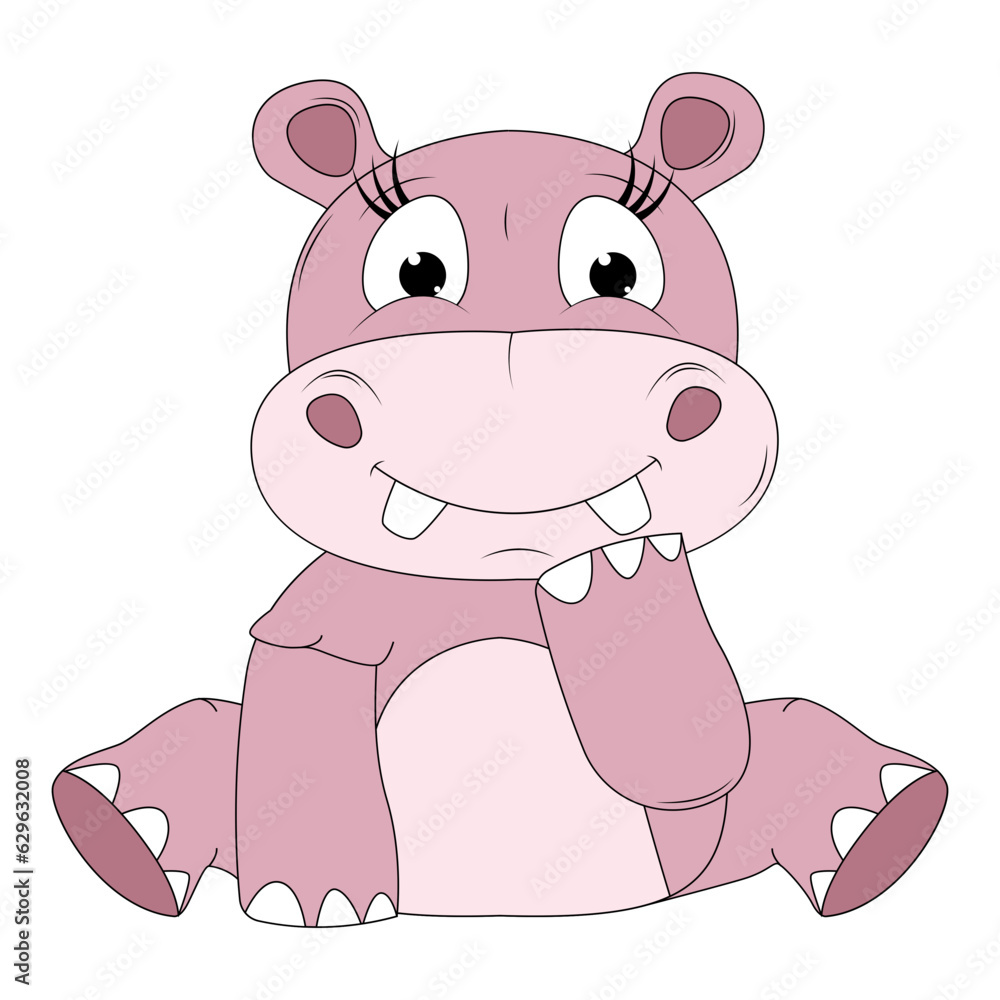Fototapeta premium cute hippo animal cartoon