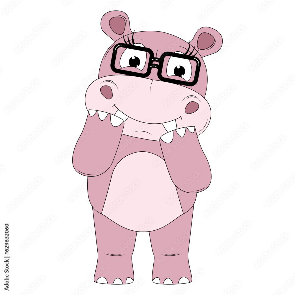 Fototapeta premium cute hippo animal cartoon