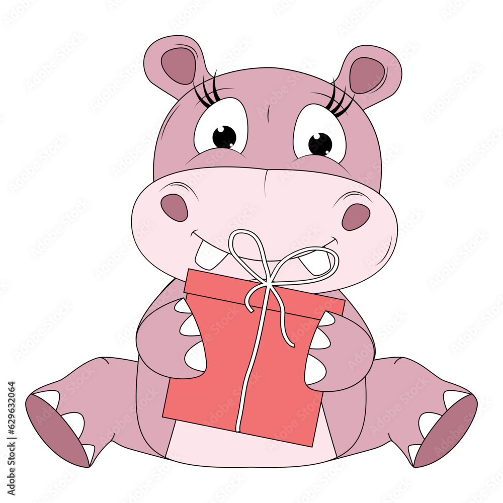 Fototapeta premium cute hippo animal cartoon