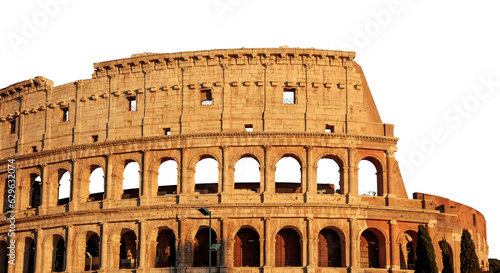 Photography Colosseum in Rome Italy isolated on transparent background, PNG