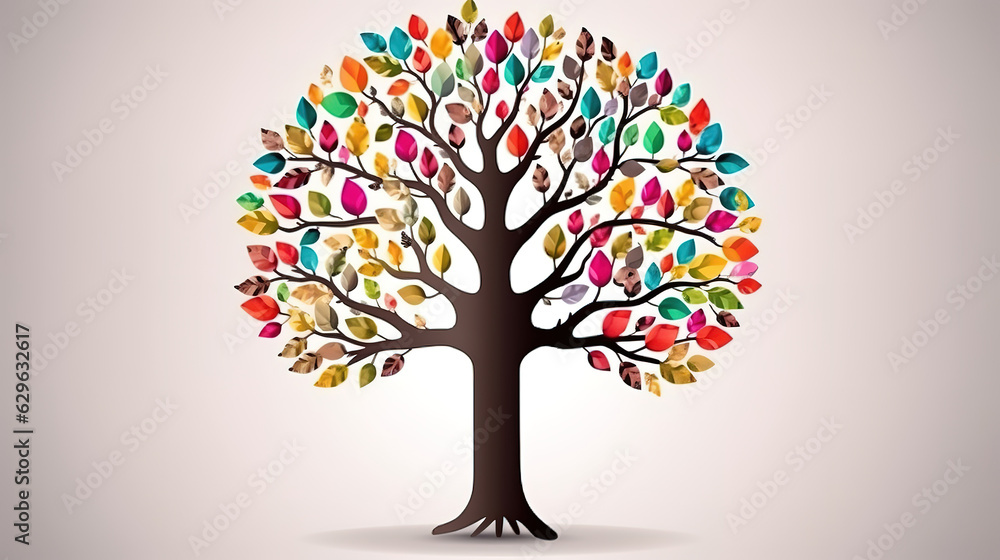 Naklejka premium tree with colorful circles. generative ai