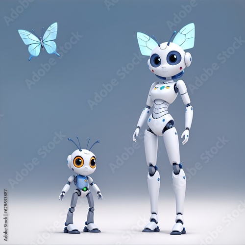 Robot butterfly with baby robot