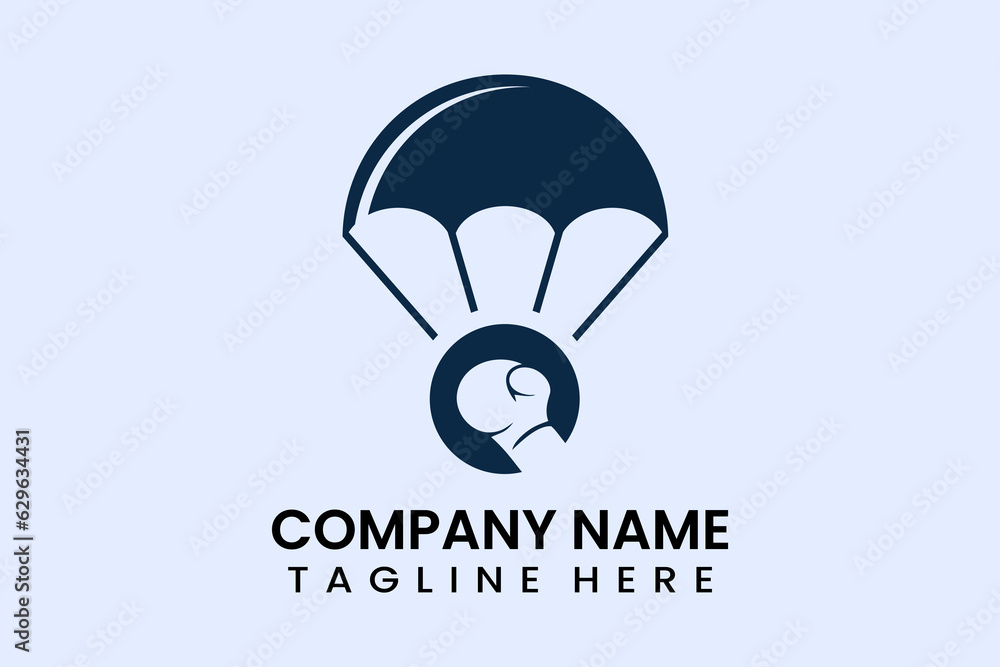 Flat vector parachute boxing sport logo modern style template
