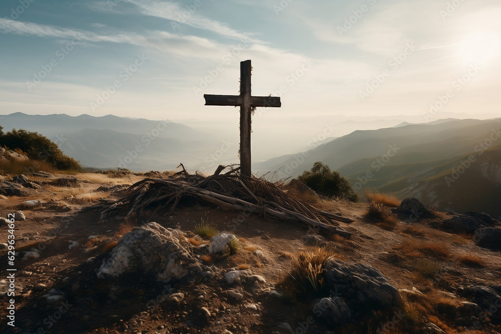 Serene Resurrection Majestic Christian Cross Marking The Grave Of Serene resurrection majestic christian cross marking the grave of