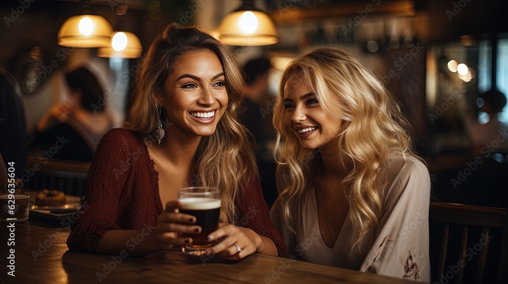 2 Beautiful Girls at the Bar Drinking some Cocktails. Elegant & Sexy Dress. 2 Beautiful Girls at the Bar Drinking some Cocktails. Elegant & Sexy Dress.