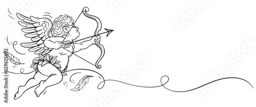 Cupid line art Vector illustration