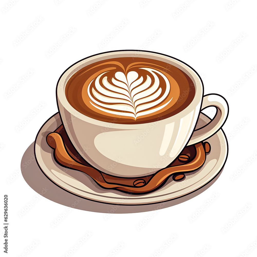 Artistic latte art on a cappuccino, perfect presentation in a ceramic cup. Artistic latte art on a cappuccino, perfect presentation in a ceramic cup.