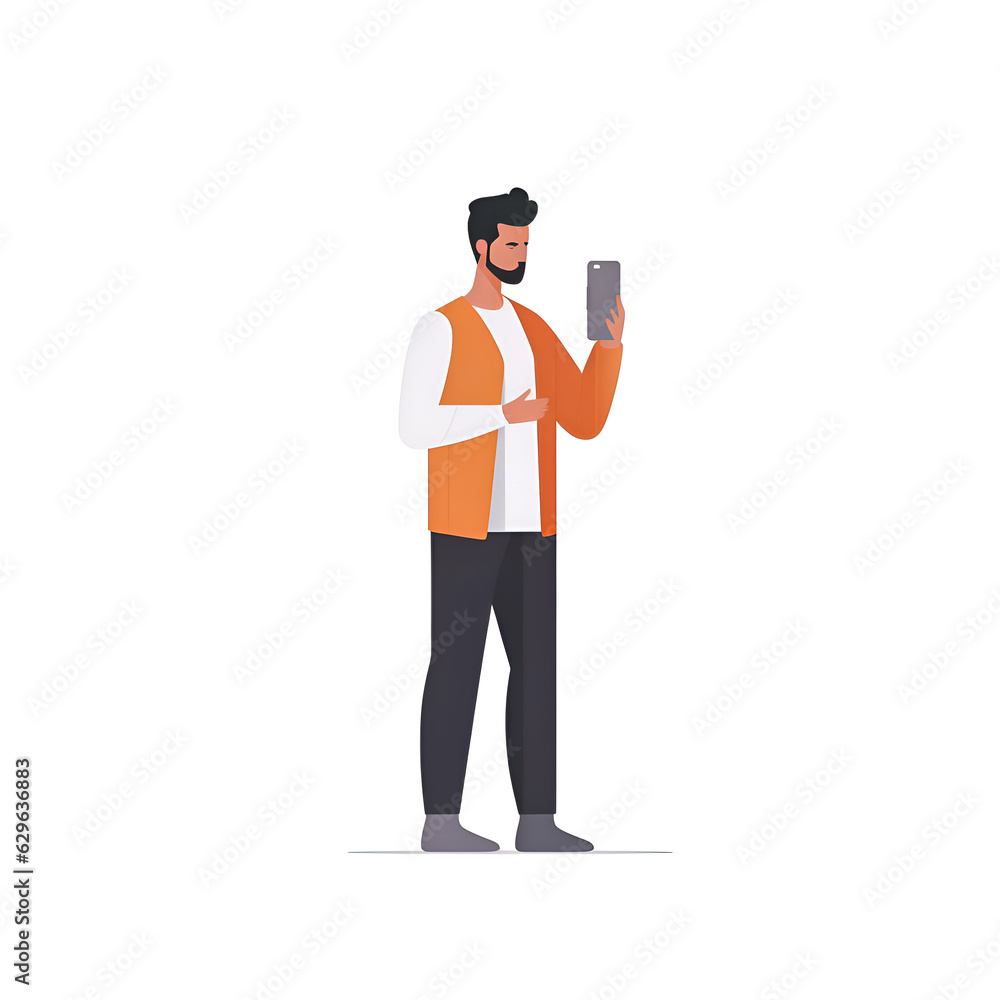Illustration of a person with a smartphone. Ai generation. Illustration of a person with a smartphone. Ai generation.