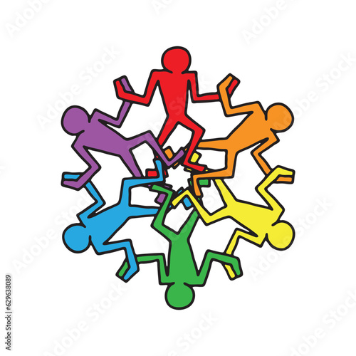 vector illustration showcasing a group of empowered individuals forming a shield against discrimination, standing for unity in diversity and social justice