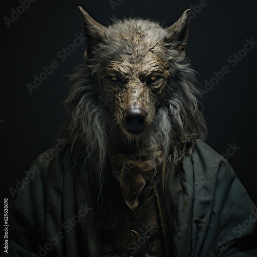 wolf-headed man in office attire