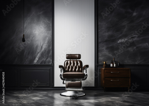 White and black barber shop reception on empty space for. AI Generative.