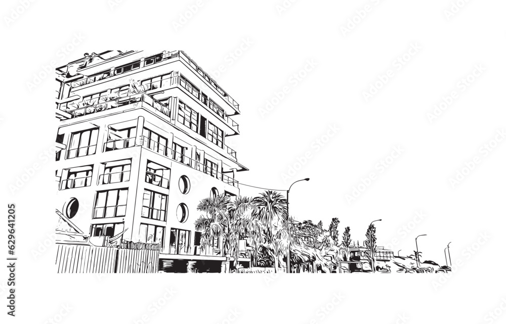 Fototapeta premium Building view with landmark of Punta Gorda is the city in Florida. Hand drawn sketch illustration in vector.