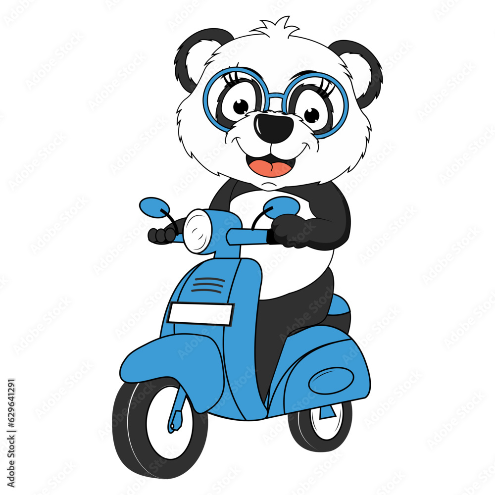 cute panda cartoon ride motorcycle cute panda cartoon ride motorcycle