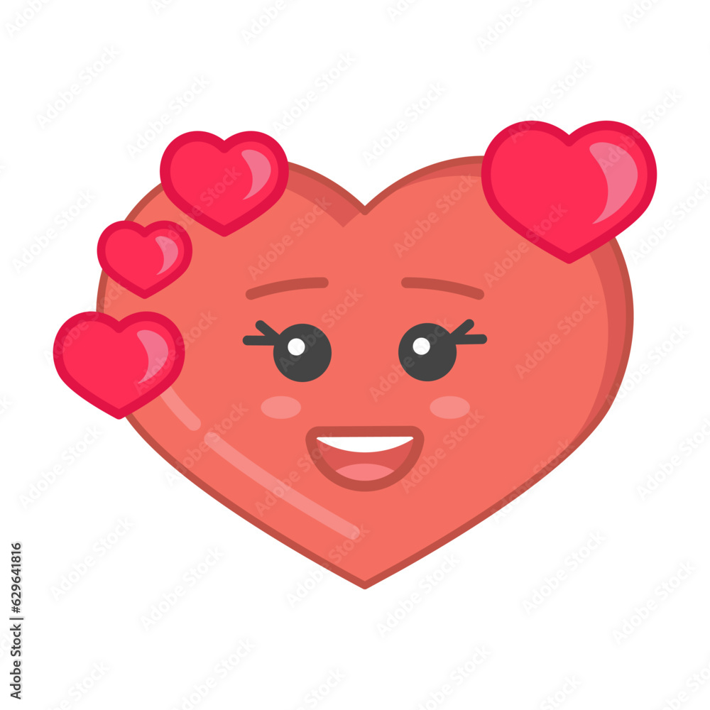 Emoji in cartoon style. Romantic concept. Emoji icon. Vector heart. Smile icon Emoji in cartoon style. Romantic concept. Emoji icon. Vector heart. Smile icon