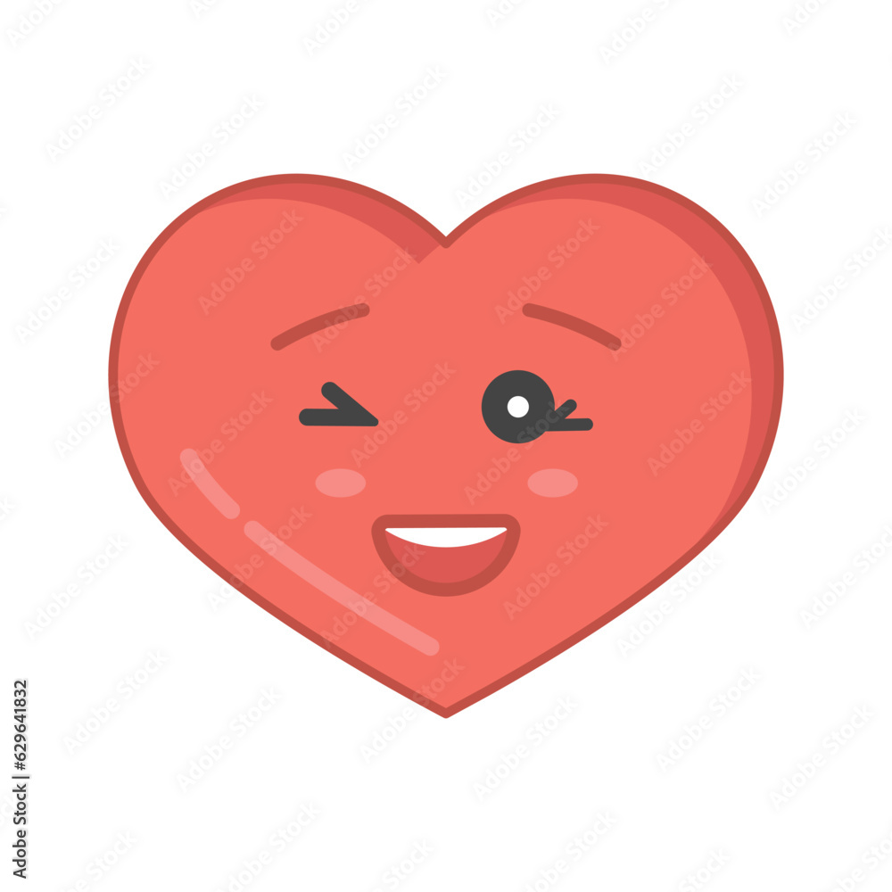 Emoji in cartoon style. Romantic concept. Emoji icon. Vector heart. Smile icon Emoji in cartoon style. Romantic concept. Emoji icon. Vector heart. Smile icon