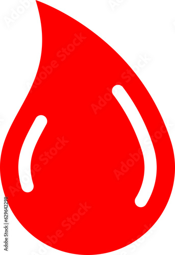 Red blood drop vector icon isolated on white background.