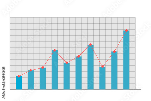 Fluctuating bar chart on grid background