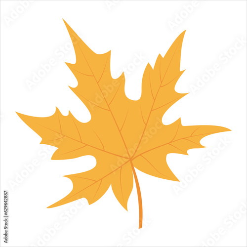 Orange maple leaf. Flat vector illustration