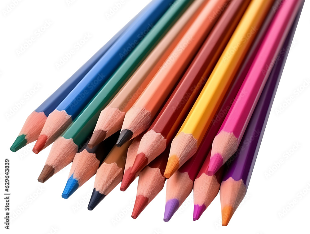 Pile of colored pencils. The pencils are on top of each other. School supplies/tools. Isolated on a transparent background. Pile of colored pencils. The pencils are on top of each other. School supplies/tools. Isolated on a transparent background.