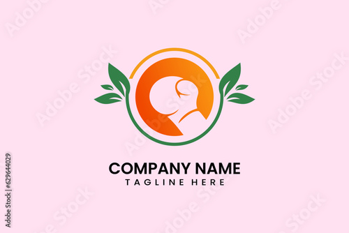 Flat vector nature boxing sport logo modern style template
