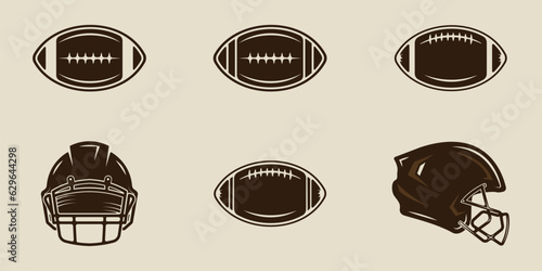 set of isolated american football icon logo vector illustration template graphic design. bundle collection of various sport sign or symbol for club or league tournament