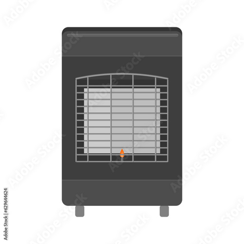 Gas heater with the flame on isolated on white