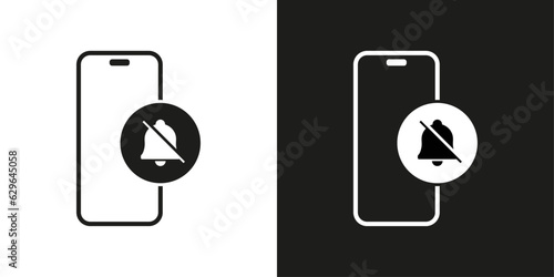 Notification off silent mobile phone icon vector design photo