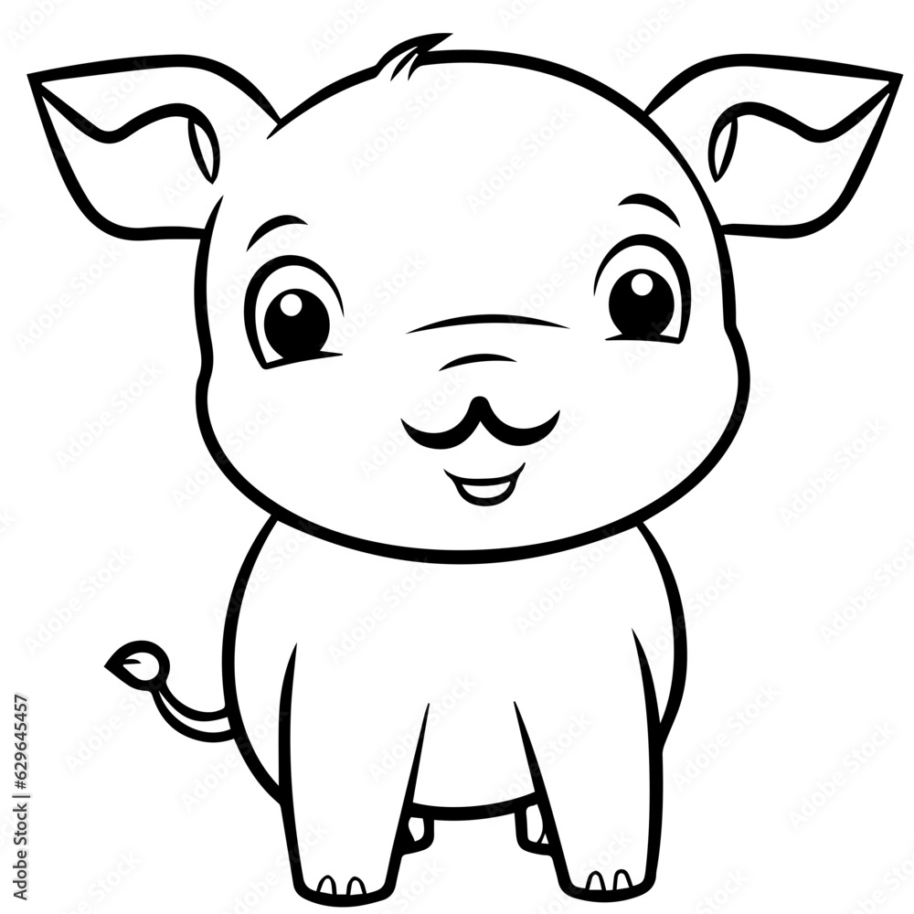 Cute Pig With coloring book page Cute Pig With coloring book page