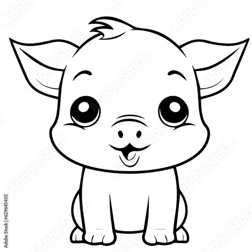 Cute Pig With coloring book page