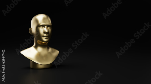 Abstract Gold 3D Rendered Mannequin Bust on Base