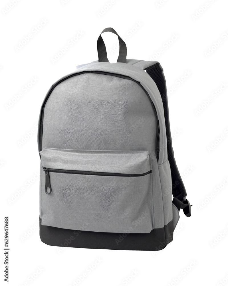 Fototapeta premium Gray backpack isolated on transparent or white background, png