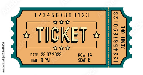 vintage movie ticket, vector