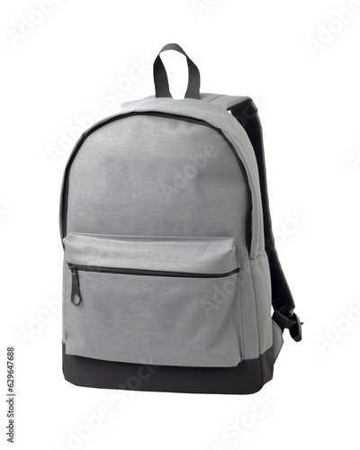 Gray backpack isolated on transparent or white background, png