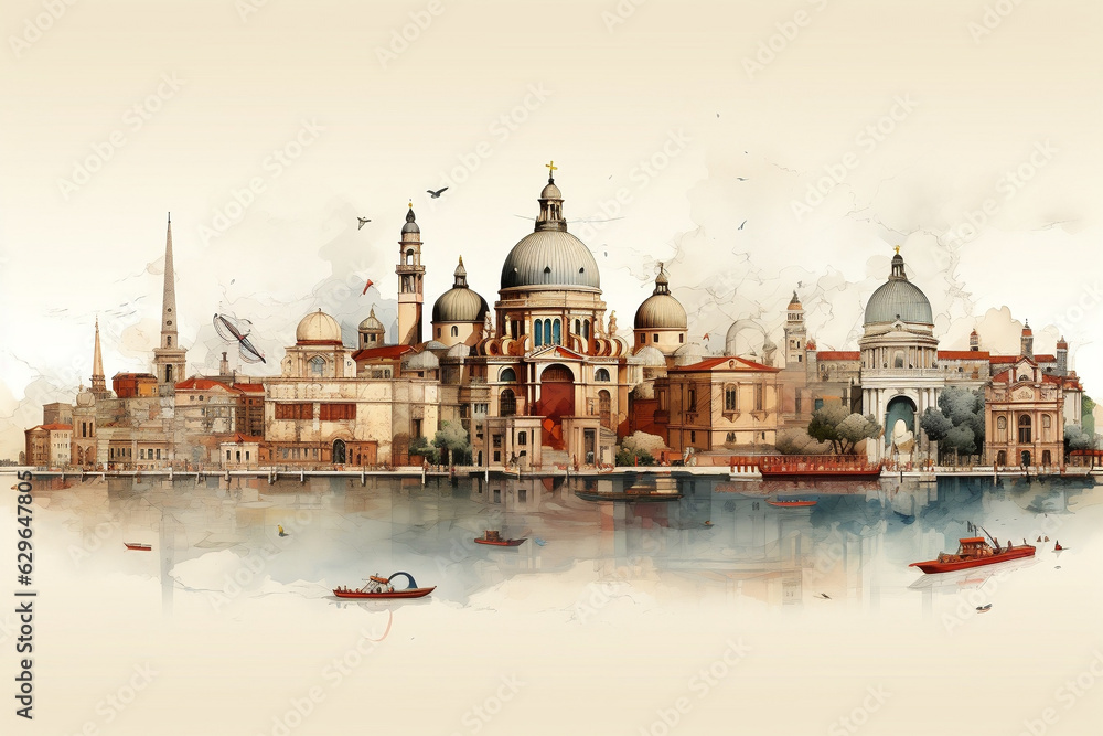 Venice Italy - Magnificent Illustration of Iconic Landmarks - Crafted with Precision