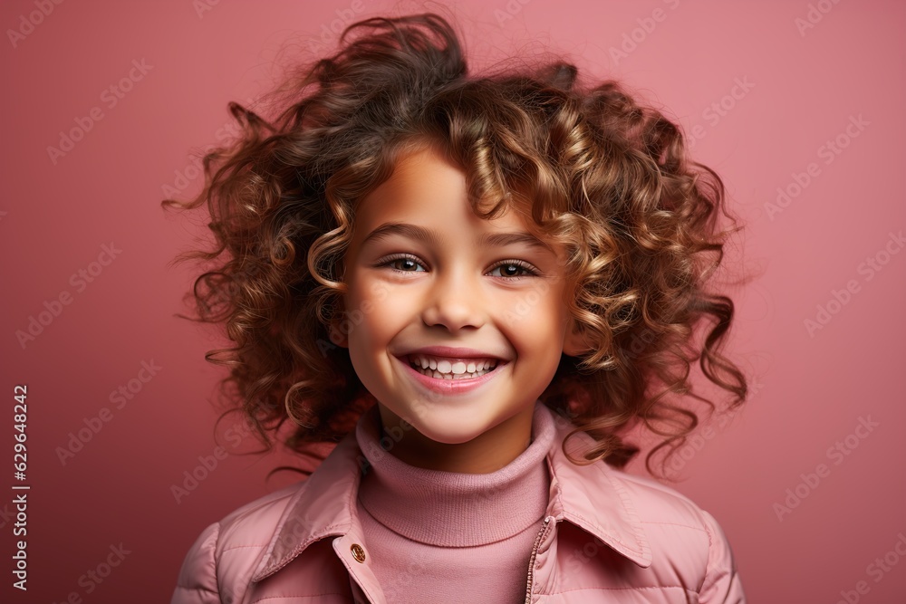 laughing girl on a pink background portrait laughing girl on a pink background portrait