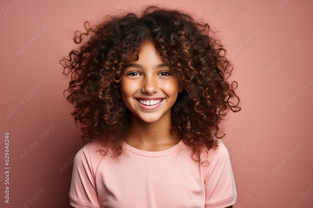 laughing girl on a pink background portrait laughing girl on a pink background portrait