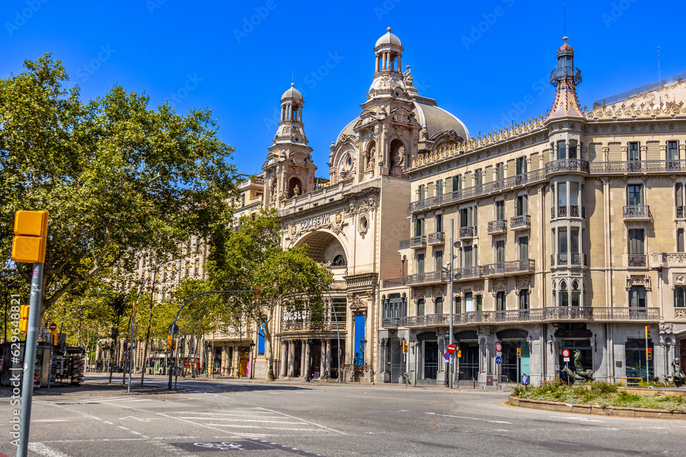 Barcelona city streets and historic buildings
