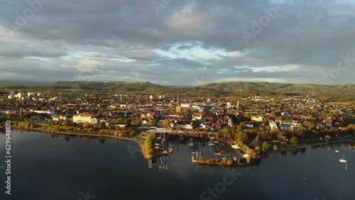 The town of Radolfzell on Lake Constance in the evening light, Constance district, Baden-Wuerttemberg, Germany, Europe photo