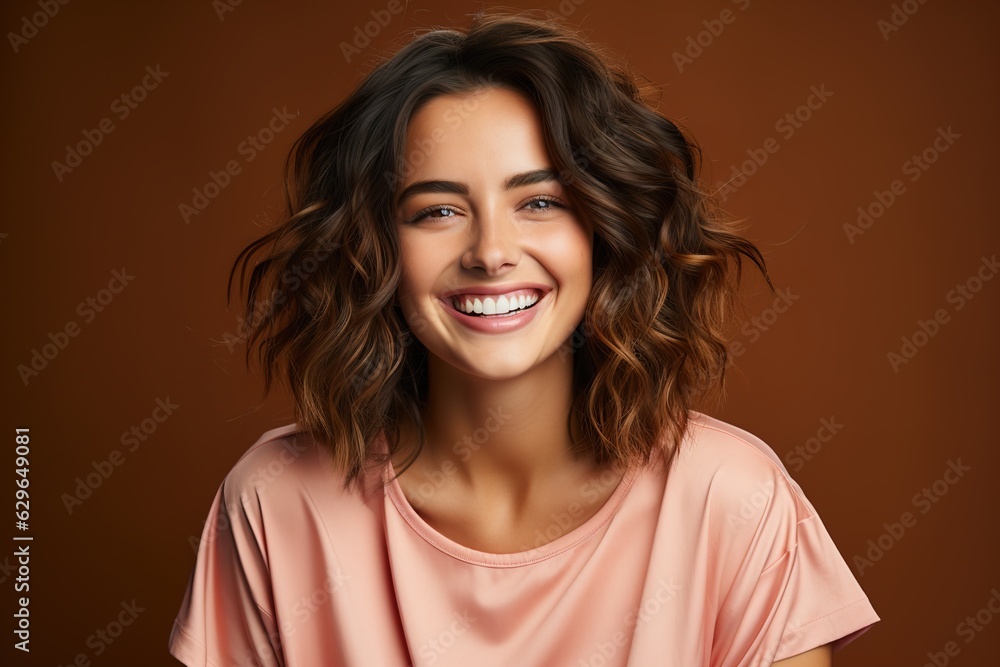 Fototapeta premium cheerful girl in pink colors