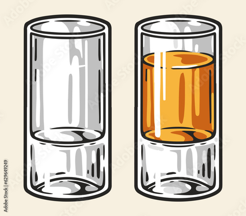 Glasses of tequila label colorful