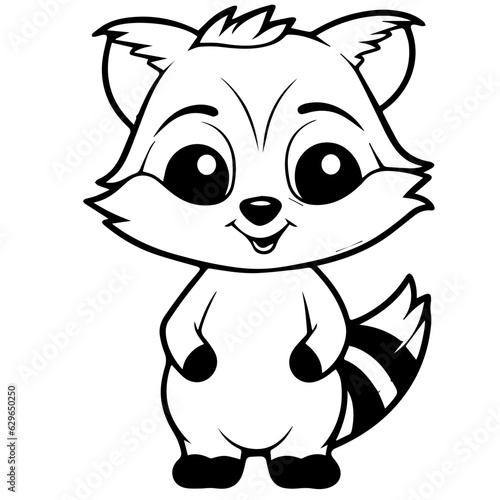 Raccoon. Element for coloring page. Cartoon style.